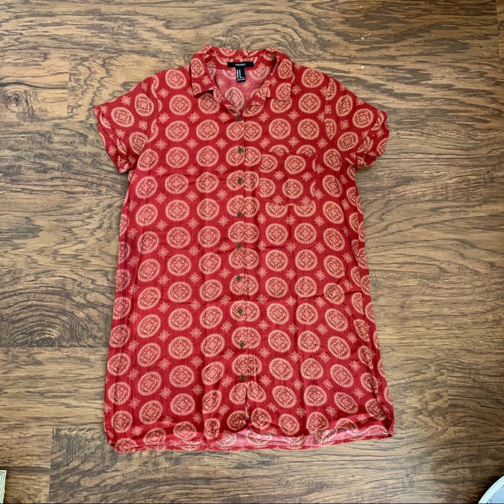 Patterned Shirt Dress